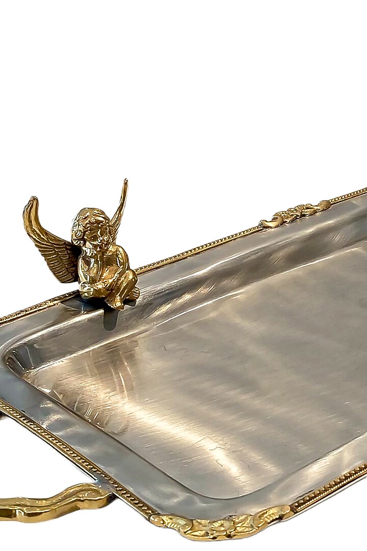 Angel Silver Brass & Stainless Serving Tray by IZZHAAR at Pernia's Pop Up Shop