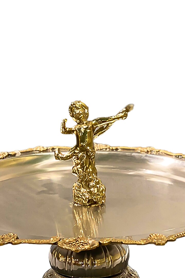Revolving Angel Silver Brass & Stainless Steel Round Serving Platter by IZZHAAR at Pernia's Pop Up Shop