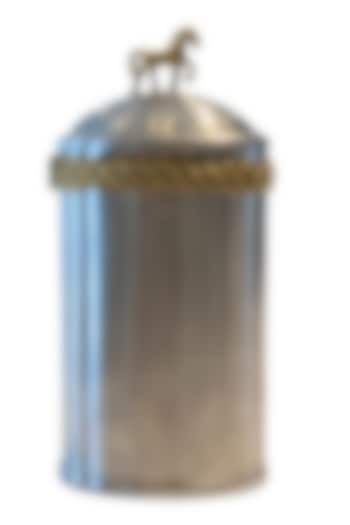 Mustang Cylindrical Silver Brass & Stainless Steel Jar by IZZHAAR at Pernia's Pop Up Shop