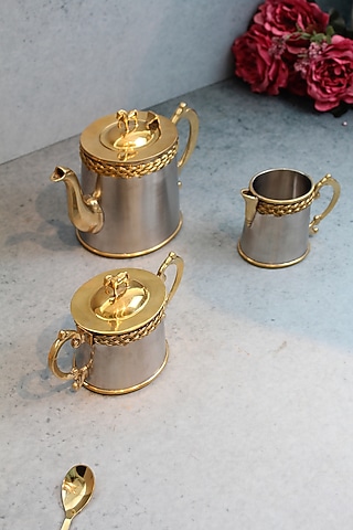 Mustang Silver Brass & Stainless Steel Tea Set by IZZHAAR