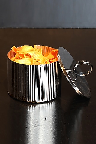Buzzing Bistro Silver Brass & Stainless Steel Storage Box With Lid by IZZHAAR