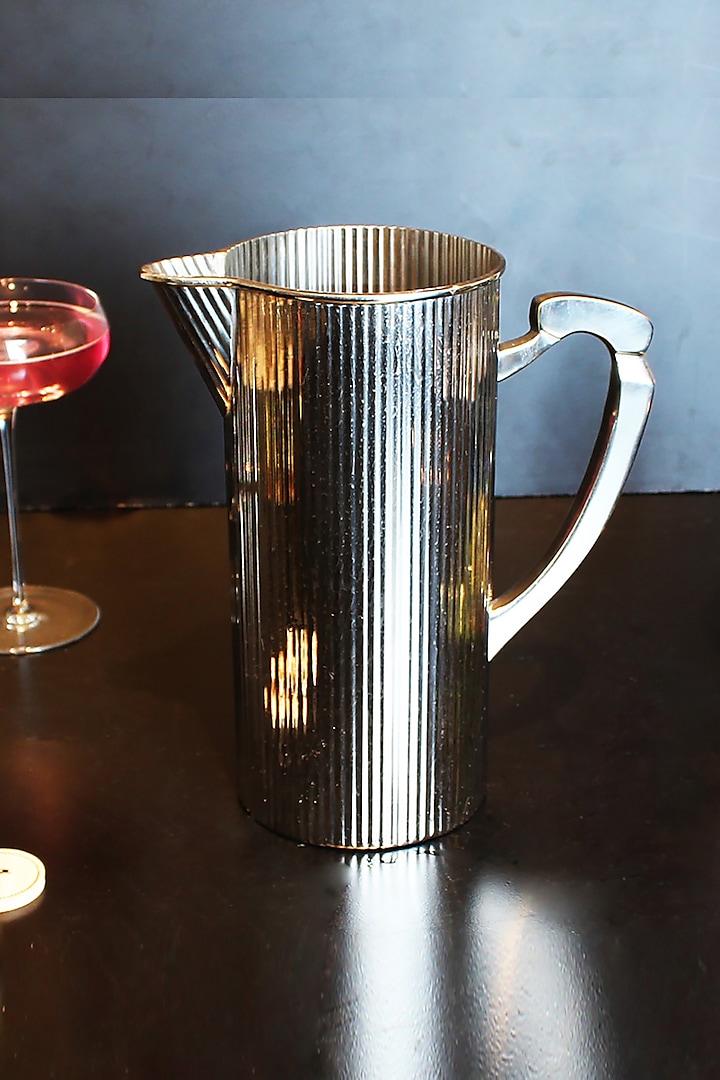 Buzzing Bistro Silver Brass & Stainless Steel Water Pitcher by IZZHAAR at Pernia's Pop Up Shop