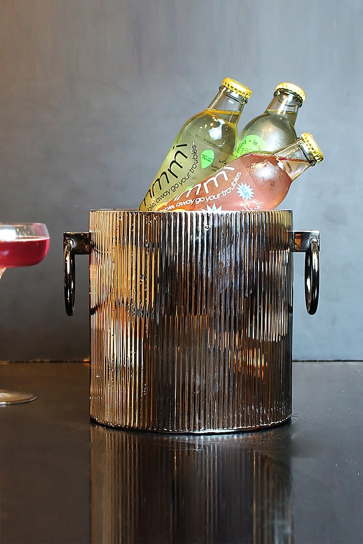 Buzzing Bistro Silver Brass & Stainless Steel Ice-Bucket by IZZHAAR at Pernia's Pop Up Shop