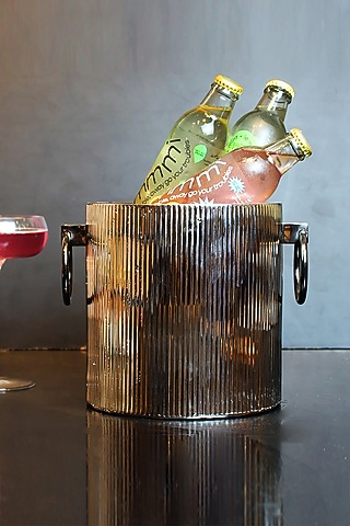 Buzzing Bistro Silver Brass & Stainless Steel Ice-Bucket by IZZHAAR