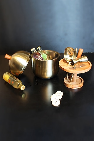 Cocktail Silver Brass & Stainless Steel Bar Tool Set              by IZZHAAR