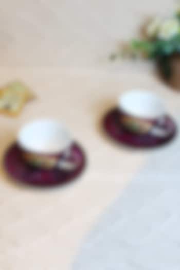 Haze Purple Ceramic Cups & Saucer Set ( Set of 2 cups and 2 saucers) by IZZHAAR at Pernia's Pop Up Shop