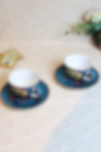 Haze Blue Ceramic Cups & Saucer Set ( Set of 2 cups and 2 saucers) by IZZHAAR at Pernia's Pop Up Shop