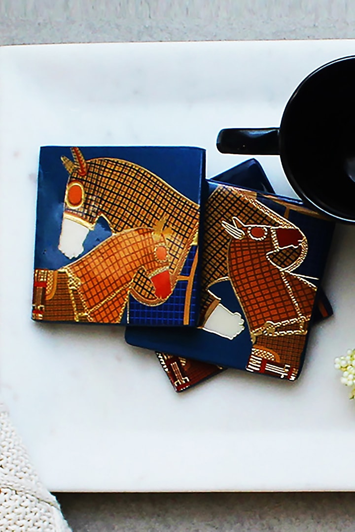 Multi-Colored MDF Wood Mustang 2.0 Printed Coasters Set (Set of 4) by IZZHAAR at Pernia's Pop Up Shop