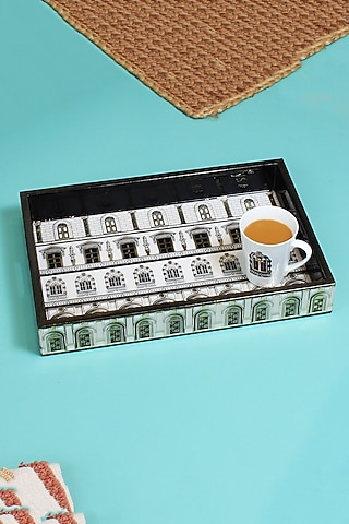 Black & White MDF Wood Roman Serving Tray by IZZHAAR