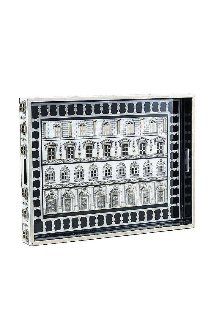 Black & White MDF Wood Roman Serving Tray by IZZHAAR at Pernia's Pop Up Shop