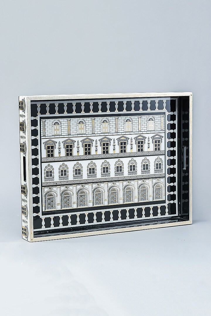 Black & White MDF Wood Roman Serving Tray by IZZHAAR at Pernia's Pop Up Shop