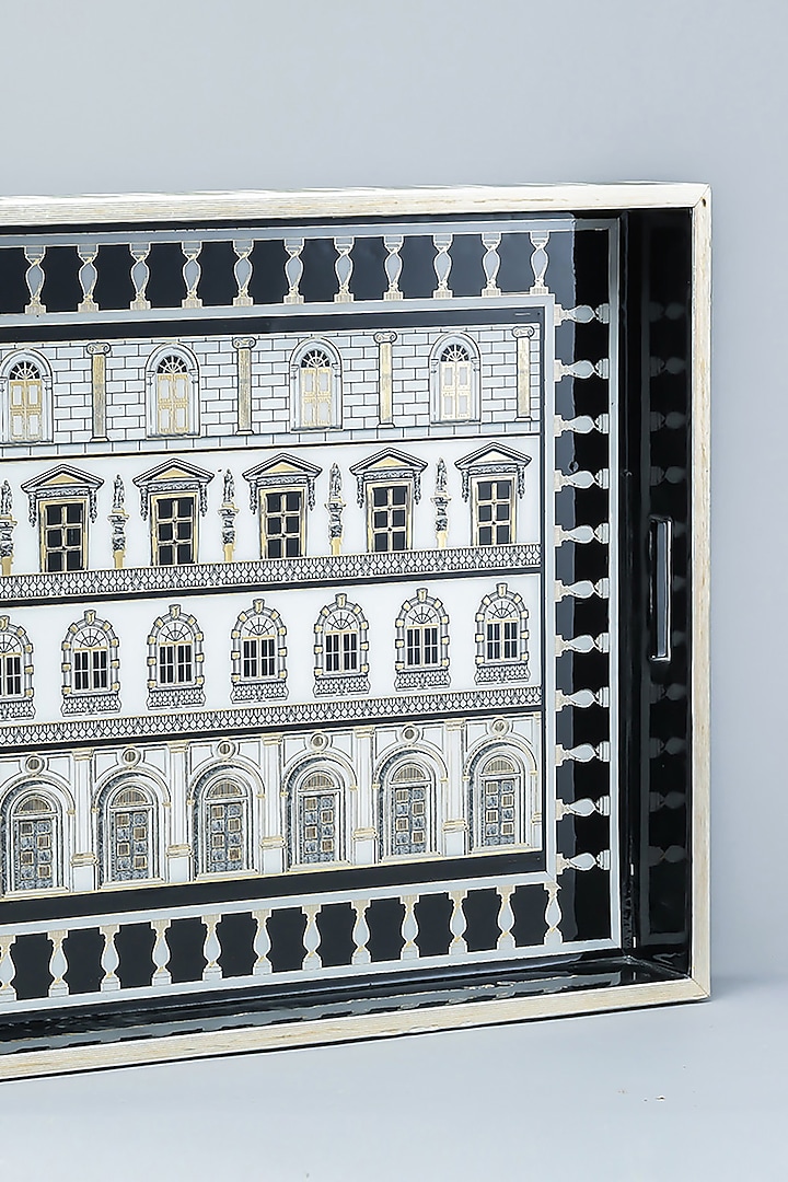 Black & White MDF Wood Roman Serving Tray by IZZHAAR at Pernia's Pop Up Shop