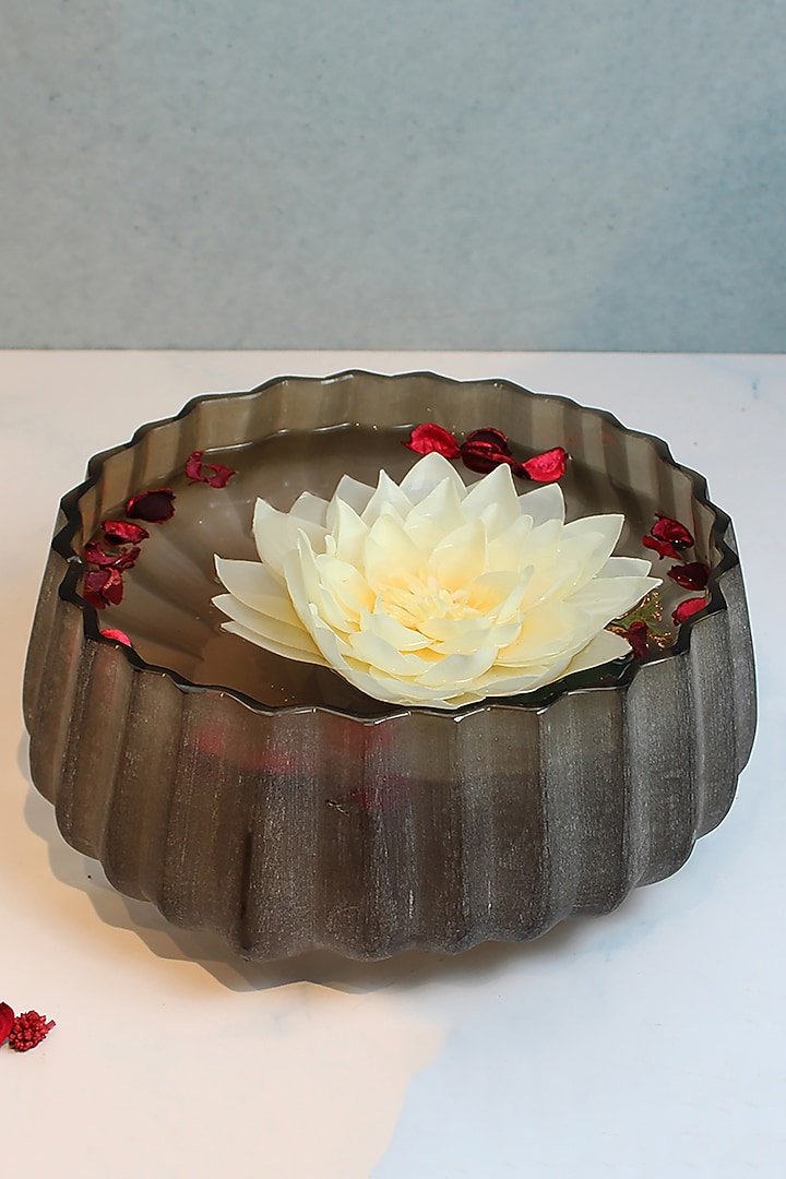 Grey Sand Snow Glass Bowl by IZZHAAR at Pernia's Pop Up Shop