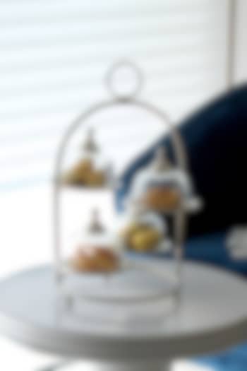 Silver Glass & Stainless Steel 2 Tier Cake Stand by IZZHAAR at Pernia's Pop Up Shop