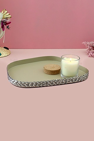 Silver Light Brown Tin & Stainless Steel Trays by IZZHAAR