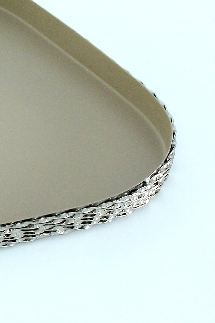 Silver Light Brown Tin & Stainless Steel Trays by IZZHAAR at Pernia's Pop Up Shop