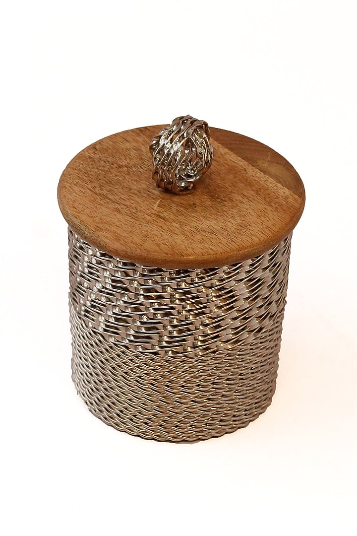 Sea Green Brown Stainless Steel & Wood Jar by IZZHAAR at Pernia's Pop Up Shop