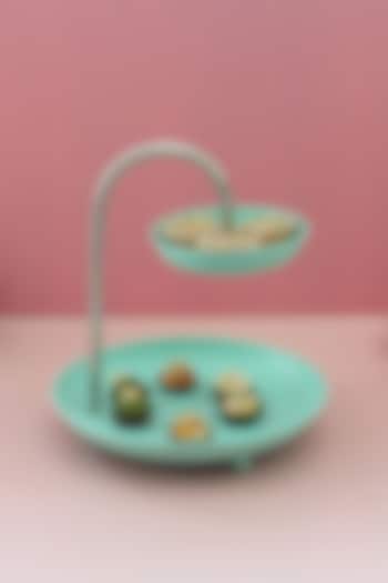 Sea Green Tin & Stainless Steel Cake Stand by IZZHAAR