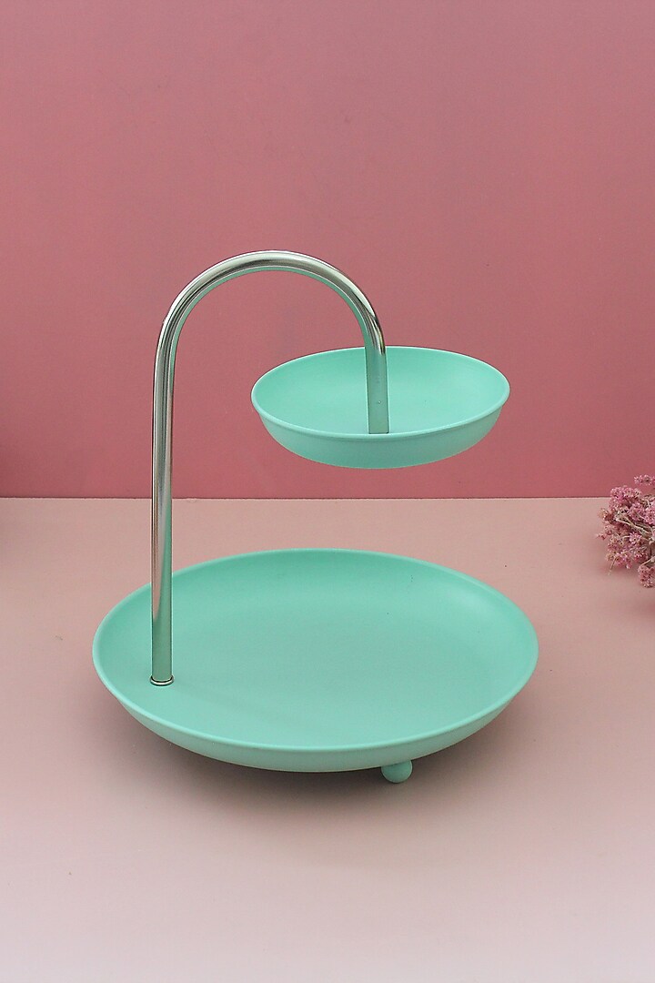 Sea Green Tin & Stainless Steel Cake Stand by IZZHAAR at Pernia's Pop Up Shop