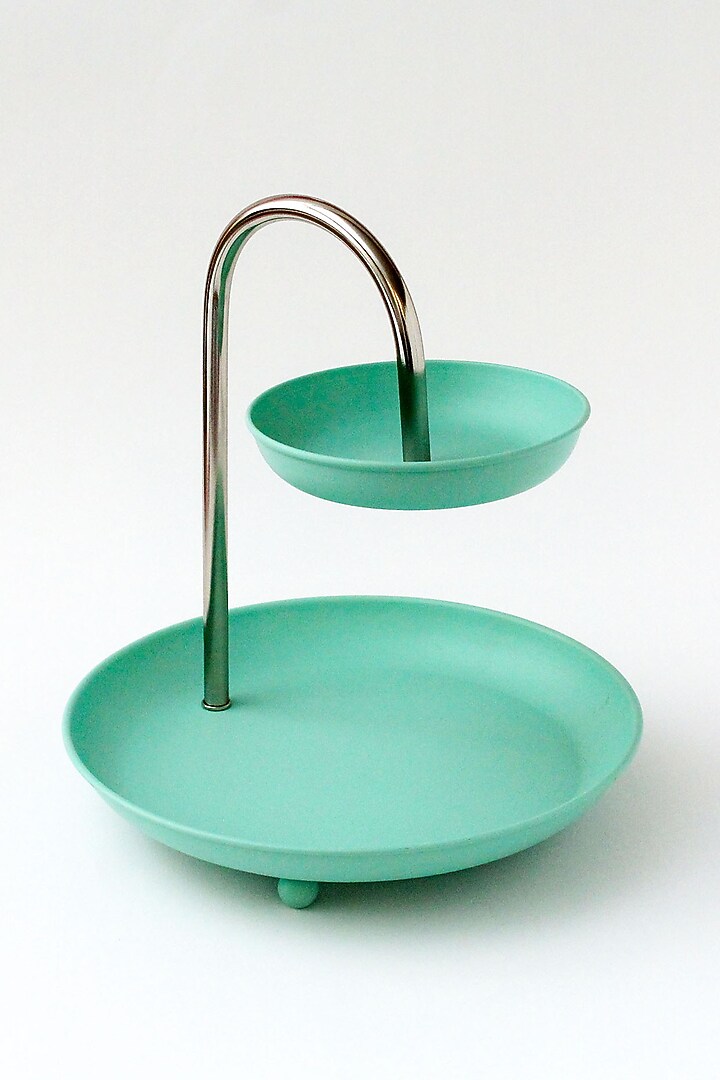 Sea Green Tin & Stainless Steel Cake Stand by IZZHAAR at Pernia's Pop Up Shop