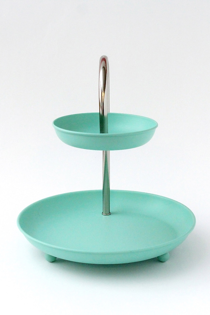 Sea Green Tin & Stainless Steel Cake Stand by IZZHAAR at Pernia's Pop Up Shop