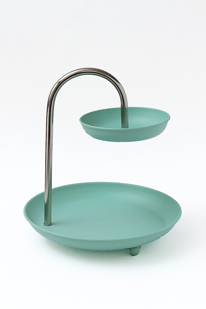 Sea Green Tin & Stainless Steel Cake Stand by IZZHAAR at Pernia's Pop Up Shop