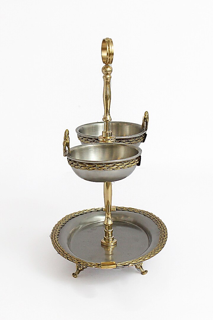 Silver Stainless Steel & Brass Platter by IZZHAAR at Pernia's Pop Up Shop
