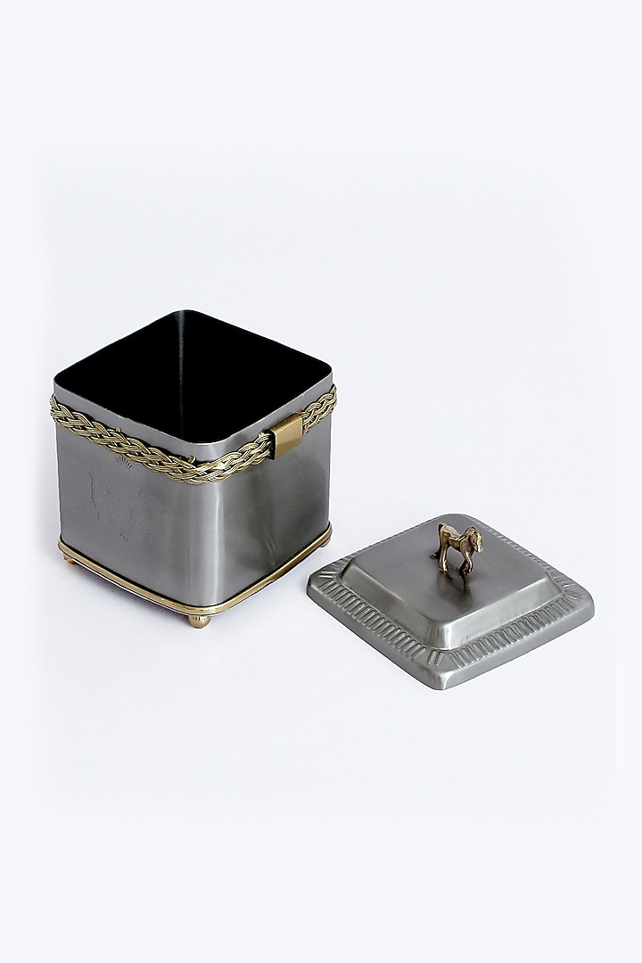 Silver Golden Stainless Steel & Brass Jar by IZZHAAR at Pernia's Pop Up Shop