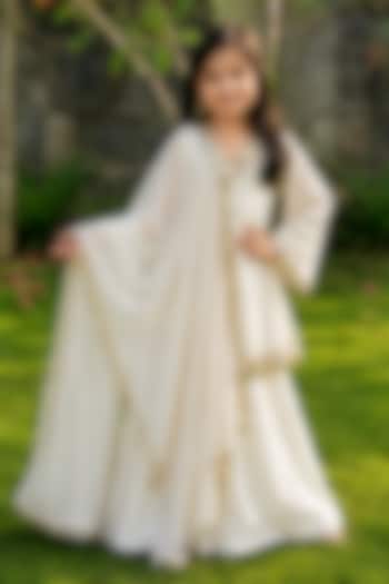 Ivory Tissue Sharara Set For Girls by House Of Jamoti Kids at Pernia's Pop Up Shop