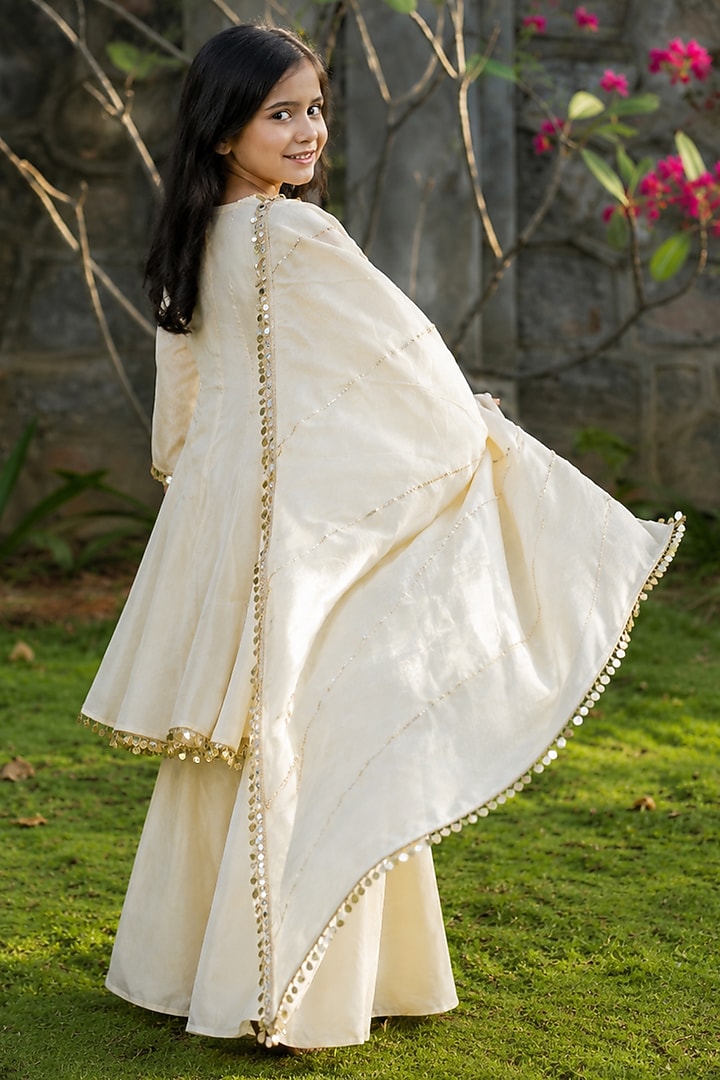 Ivory Tissue Sharara Set For Girls by House Of Jamoti Kids at Pernia's Pop Up Shop