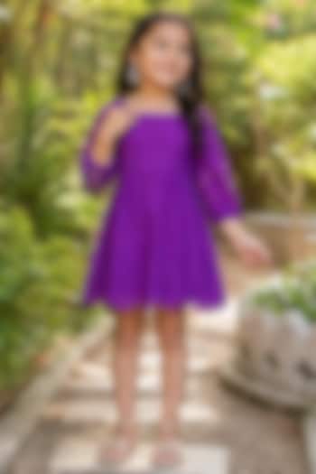 Purple Cotton Dress For Girls by House Of Jamoti Kids at Pernia's Pop Up Shop