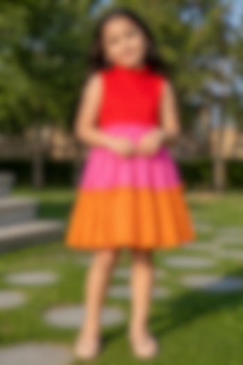 Multi-Colored Cotton Dress For Girls by House Of Jamoti Kids at Pernia's Pop Up Shop