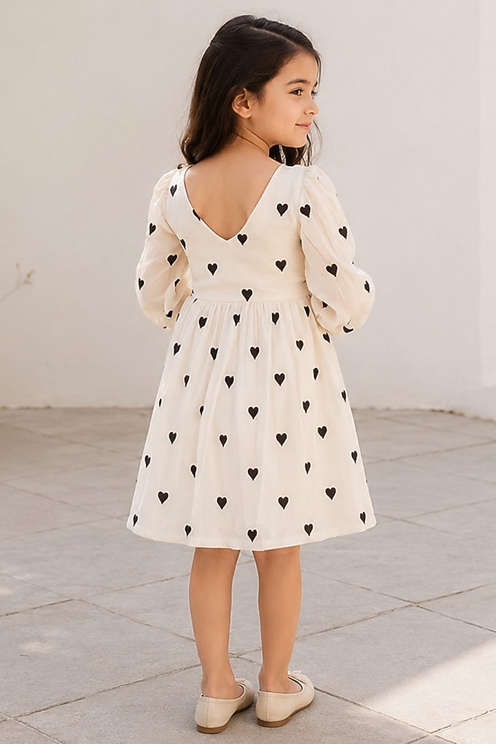 White & Black Kora Cotton Dress For Girls by House Of Jamoti Kids at Pernia's Pop Up Shop