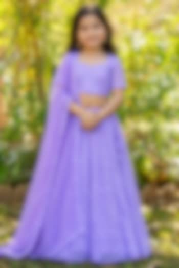 Lavender Georgette Chikankari Lehenga Set For Girls by House Of Jamoti Kids at Pernia's Pop Up Shop