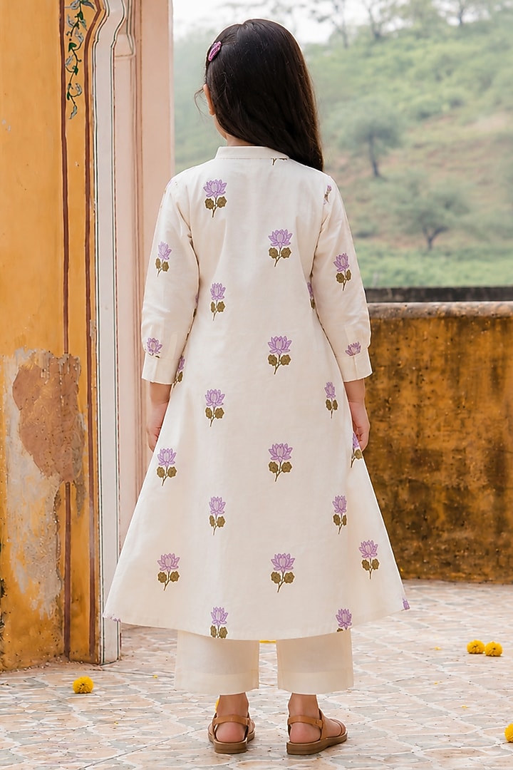 Lilac Kora Cotton Floral Embroidered Co-ord Set For Girls by House Of Jamoti Kids at Pernia's Pop Up Shop