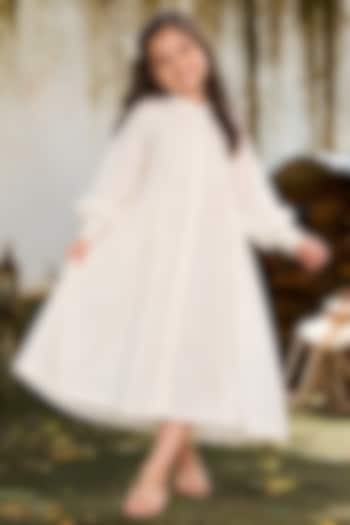 White Linen Dress For Girls by House Of Jamoti Kids at Pernia's Pop Up Shop