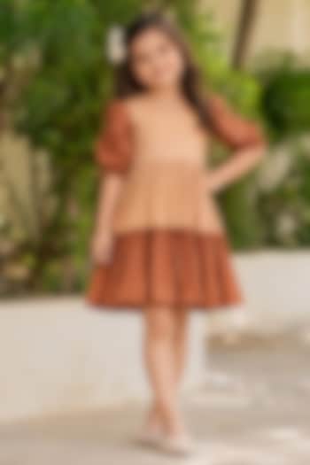 Brown Cotton Dress For Girls by House Of Jamoti Kids at Pernia's Pop Up Shop