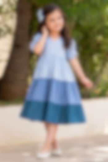 Blue Cotton Dress For Girls by House Of Jamoti Kids at Pernia's Pop Up Shop
