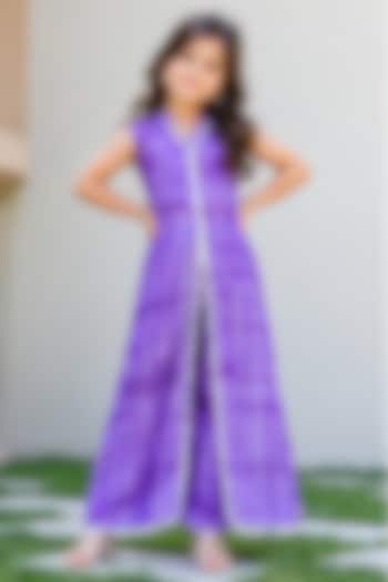 Purple Viscose Printed Kurta Set For Girls by House Of Jamoti Kids at Pernia's Pop Up Shop