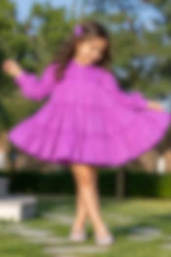 Lilac Cotton Tiered Ruffled Dress by House Of Jamoti Kids at Pernia's Pop Up Shop
