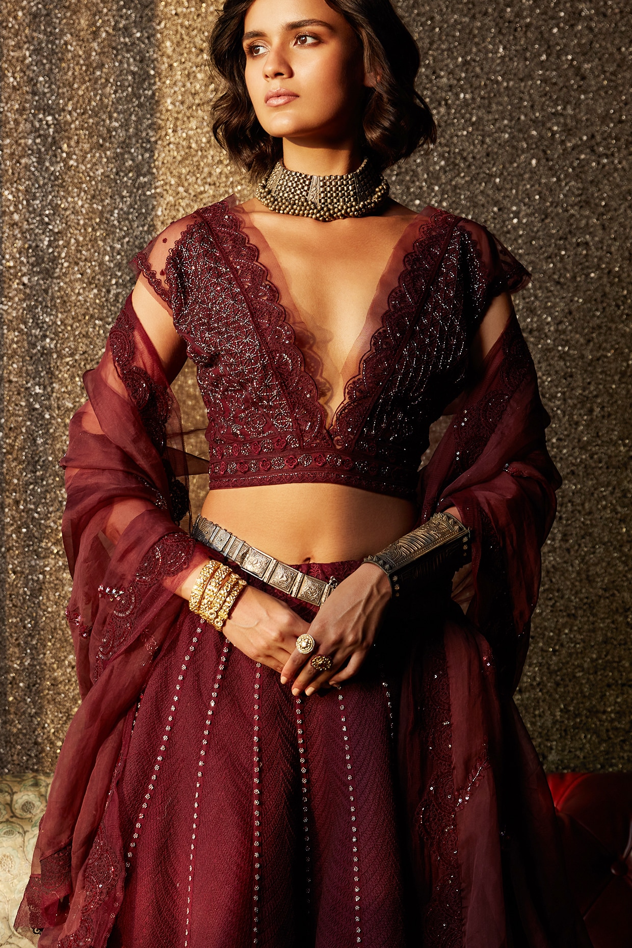 Maroon Thread Embroidered Georgette Party Wear Lehenga Choli | Party wear  lehenga, Party wear lehenga choli, Designer lehenga choli