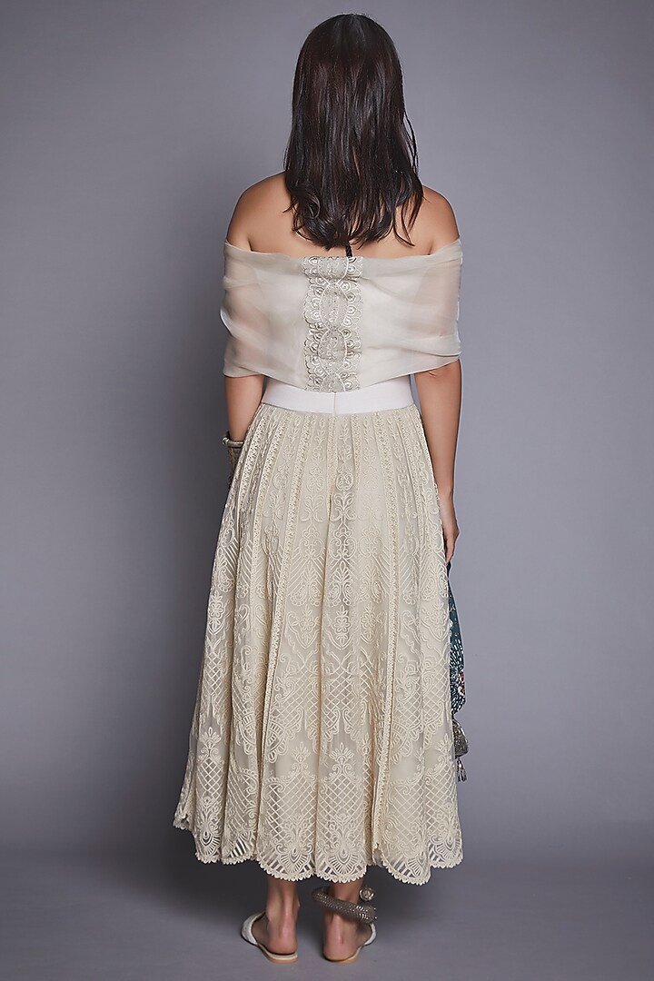 Beige Scalloped Skirt Set by Jade By Monica And Karishma at Pernia's Pop Up Shop
