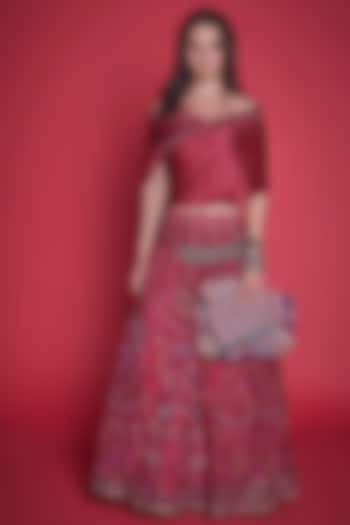 Vintage Pink Handcrafted Ek Taar Bridal Lehenga Set by Jade By Monica And Karishma at Pernia's Pop Up Shop