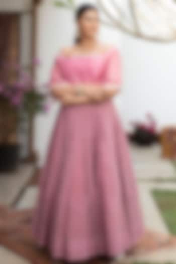 Dusky Pink Organza Skirt Set by Jade By Monica And Karishma
