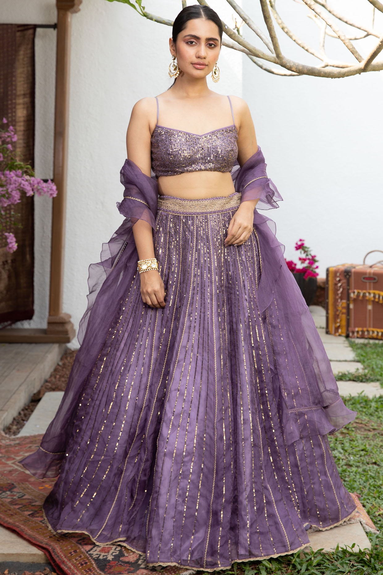 Buy Grey Hand Embroidered Organza Lehenga Set by Designer OSAA BY ADARSH  Online at Ogaan.com