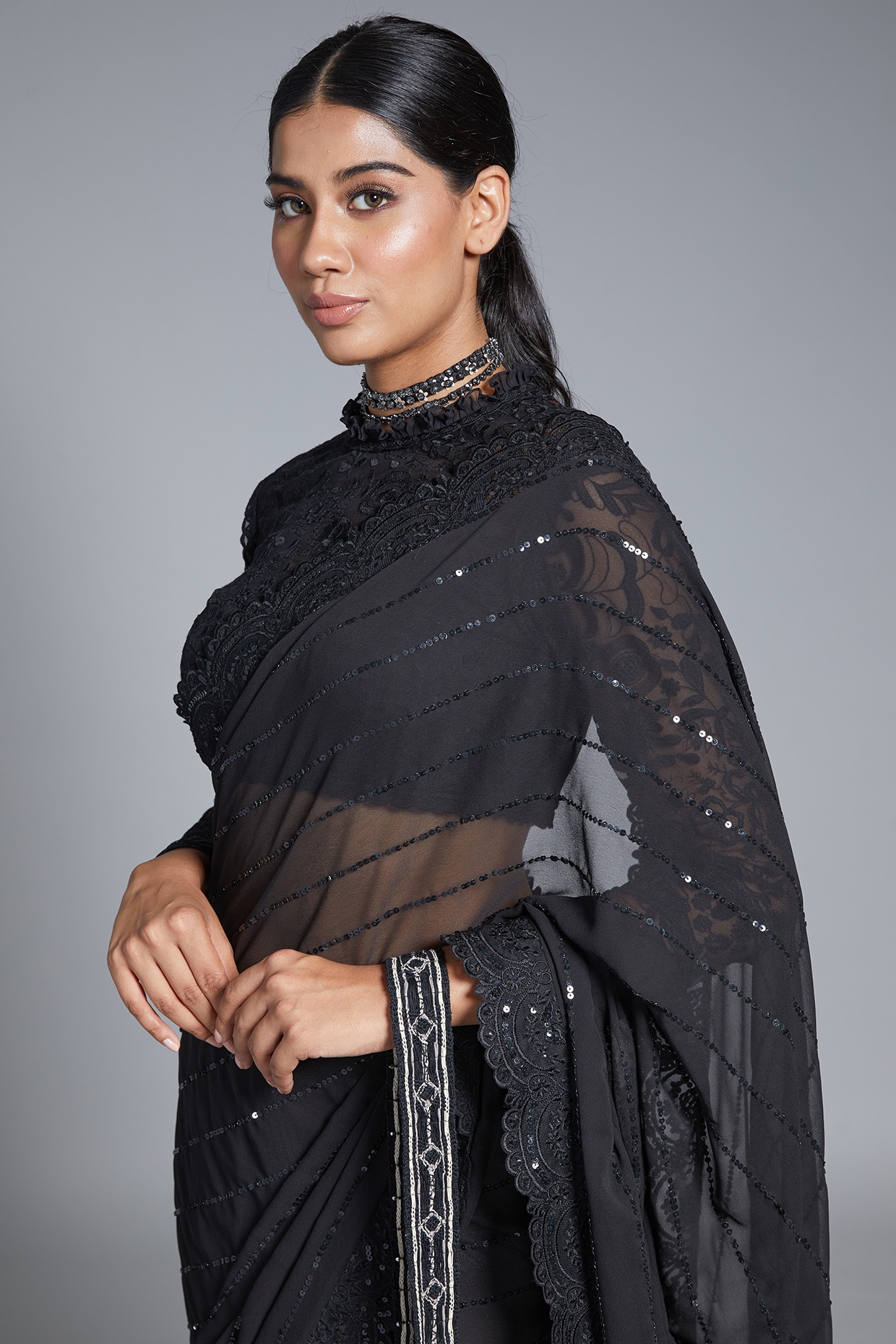 Buy Black Sarees for Women by Civamee Online | Ajio.com