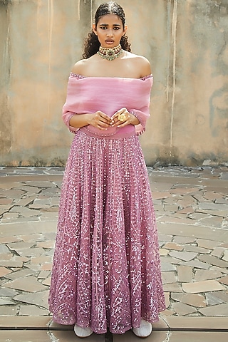 Dusty Pink Embroidered Gown by Jade by Monica and Karishma