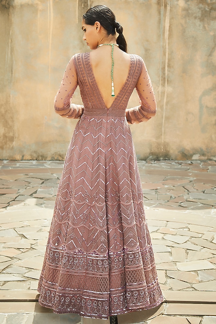 Mauve Embroidered Wedding Gown by Jade by Monica and Karishma at Pernia's Pop Up Shop
