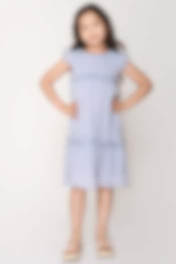 Blue Chiffon Tiered Dress For Girls by Jade Garden at Pernia's Pop Up Shop