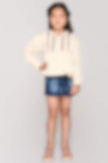 White Embroidered Top For Girls by Jade Garden at Pernia's Pop Up Shop